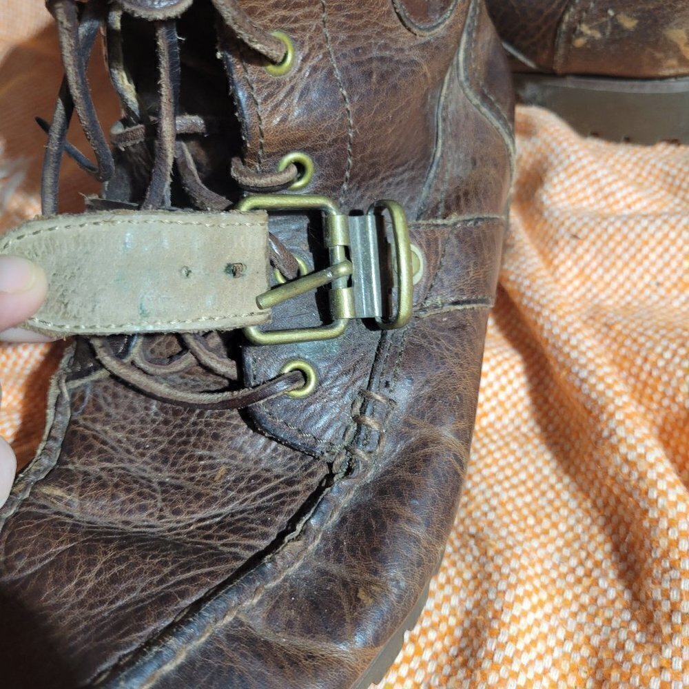 Polo By Ralph Lauren Ranger Men's Distressed Brown Leather Buckle Boots Size 7.5 - Picture 4 of 17